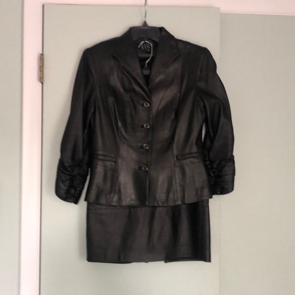 Leather shirt suit